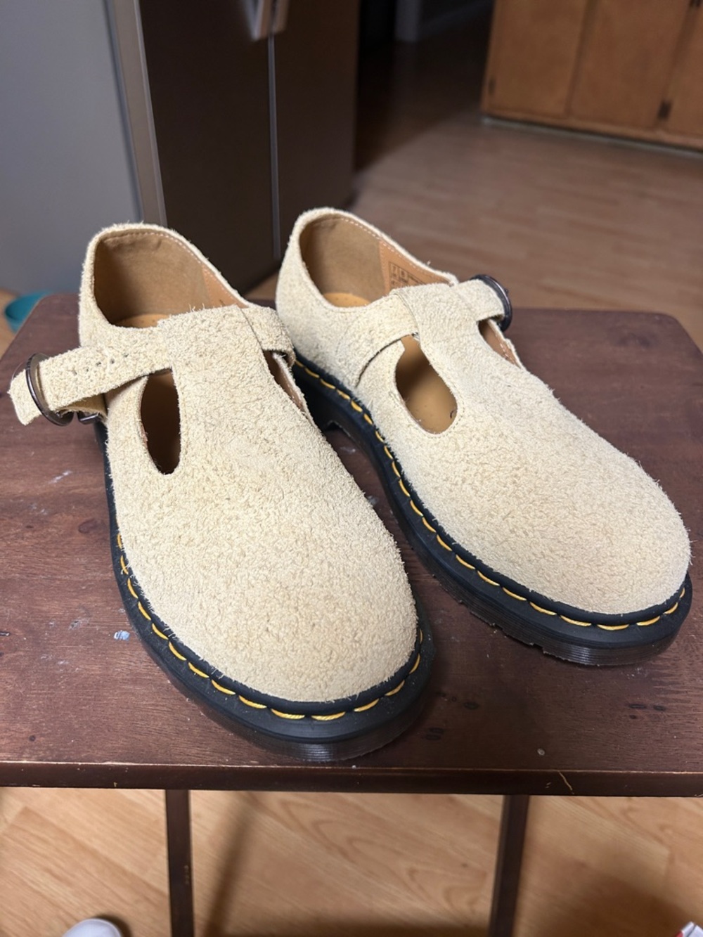 Dr. Martens women’s t-bar Mary Jane suede shoes